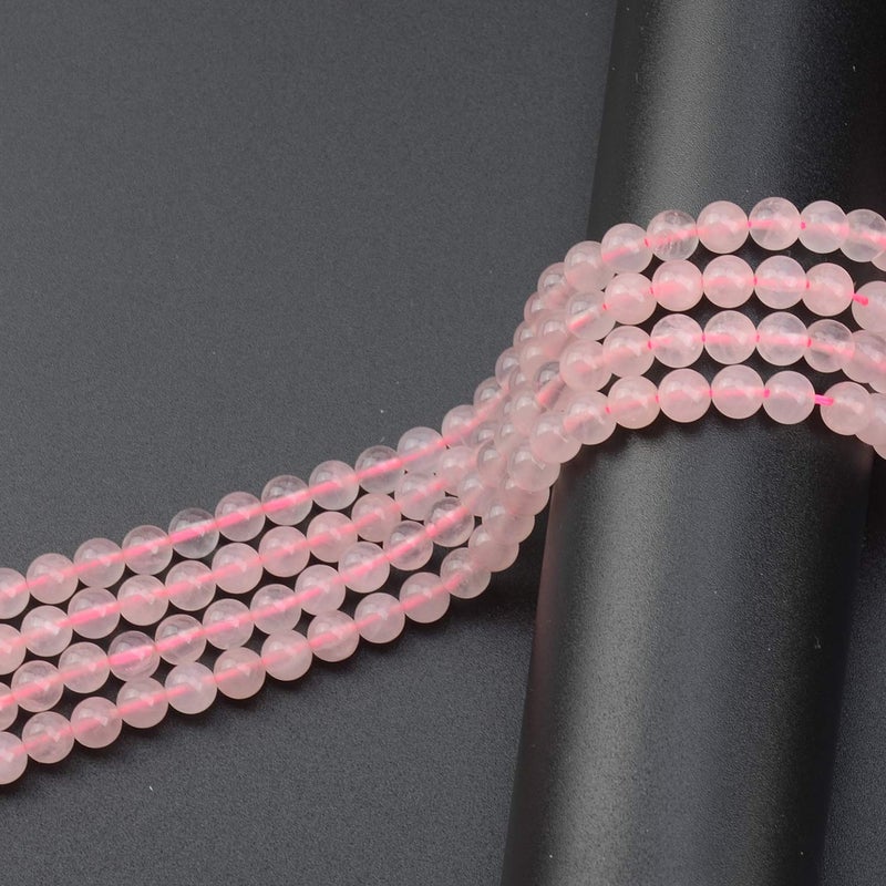 LPBeads 200Pcs Polished 6mm Round Natural Rose Quartz Gemstone Loose Beads with Stretch Cord for Jewelry Making Bracelets - Image 5